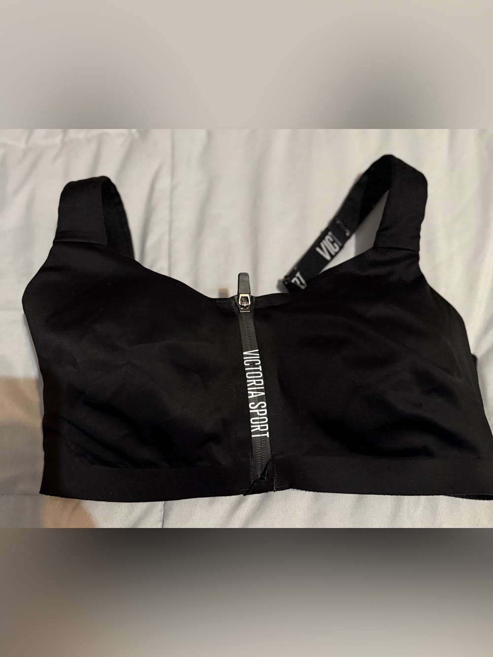 Victoria's Secret Black Front-Zip Sports Bra